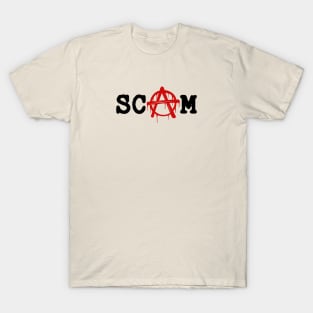 SCAM // Anarchy red logotype. Minimalistic old font lettering T-Shirt